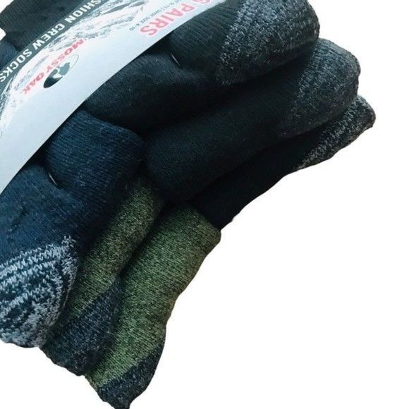 MOSSY OAK Moisture Wicking Full Cushion Crew Socks 6 Pairs Sock Size 9-11 - Picture 2 of 5